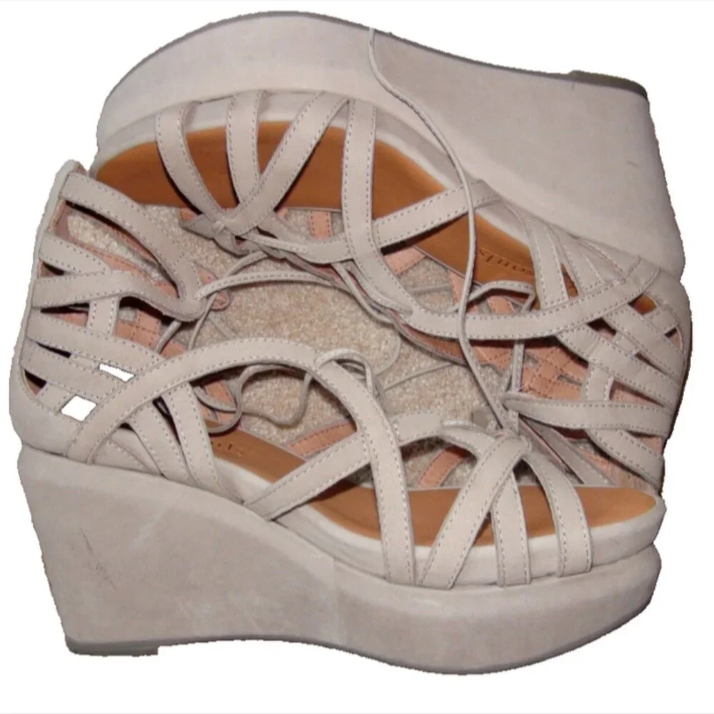 NWOB Gentle Souls by Kenneth Cole Joy Lace Up Wedge Sandals